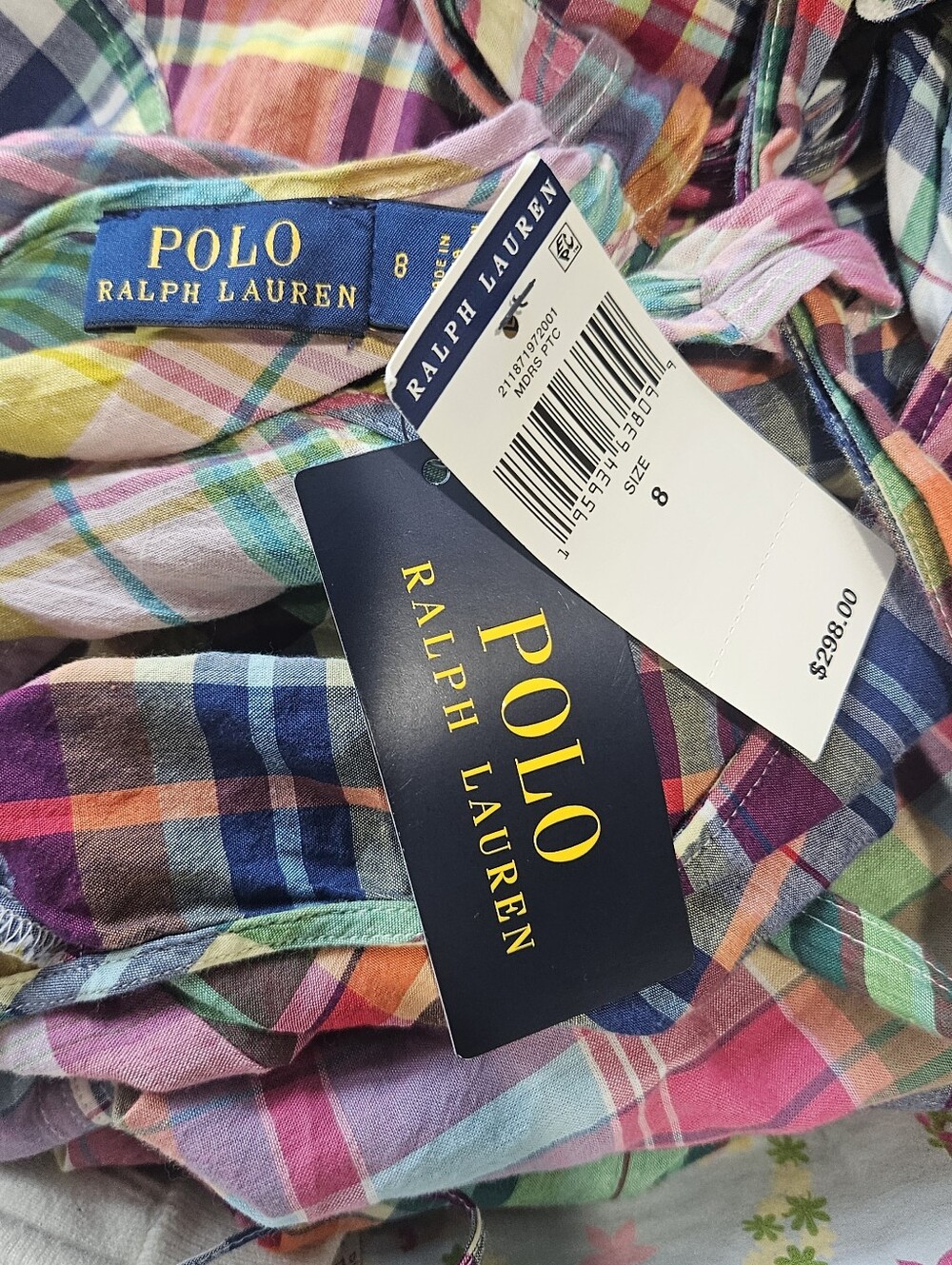 HTF AMAZING Polo Ralph Lauren Multi Madras Maxi Dress Size 8-Rare - Picture 7 of 11